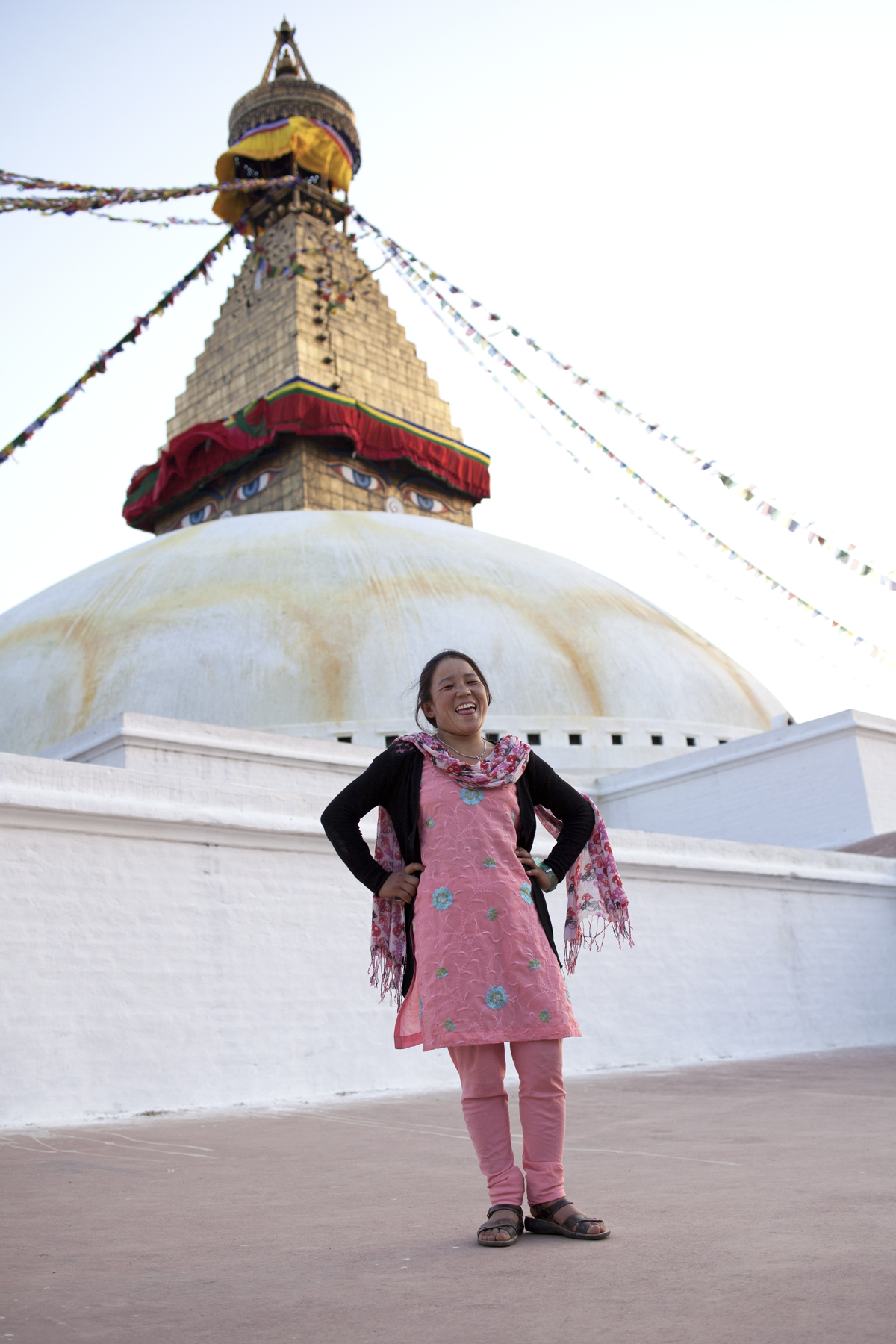 Shot of fun-loving Yam Kumari Rai at Boudhanath Stupa