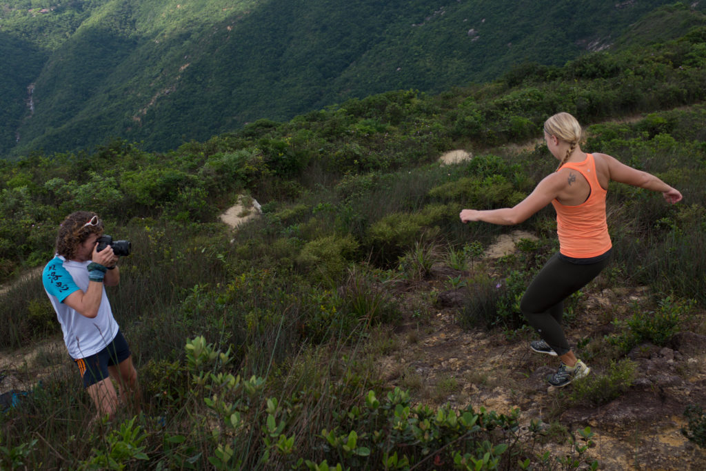 Capturing Nadine Bubner during a downhill sequence - Lulu Lemon Brand Ambassador [Photo: David Fung]